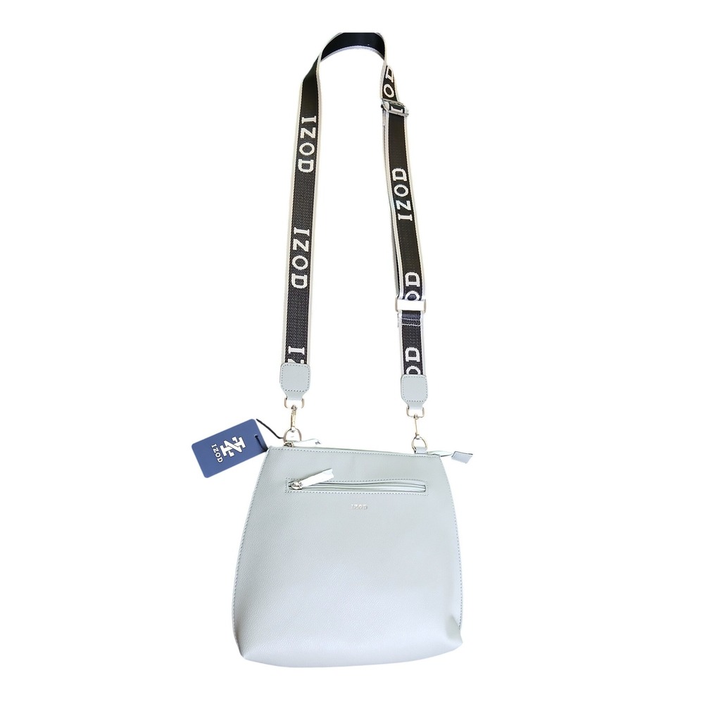 IZOD Woman's Light Mint Green Crossbody / Shoulder Bag Logo Strap V-Leather New